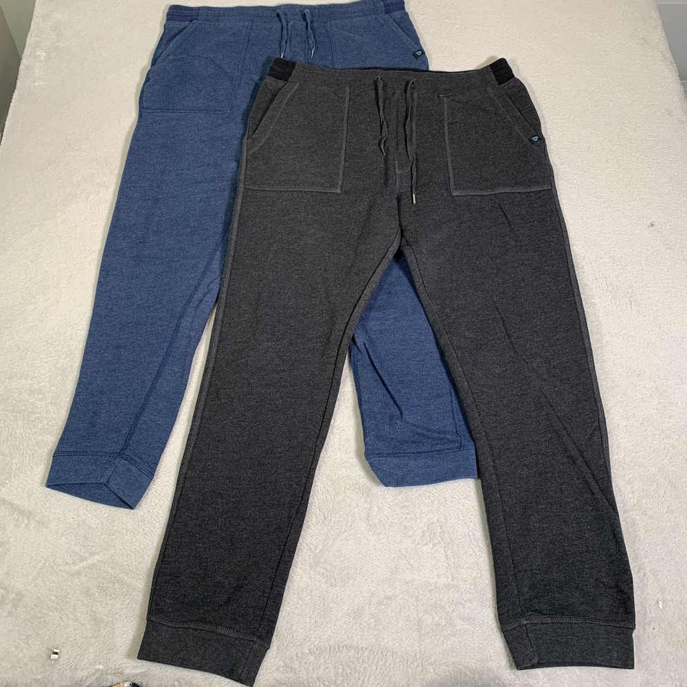 Pact Apparel Sweatpants Mens Medium Gray‎ Blue Fleece Jogger Pants Lot Of 2
